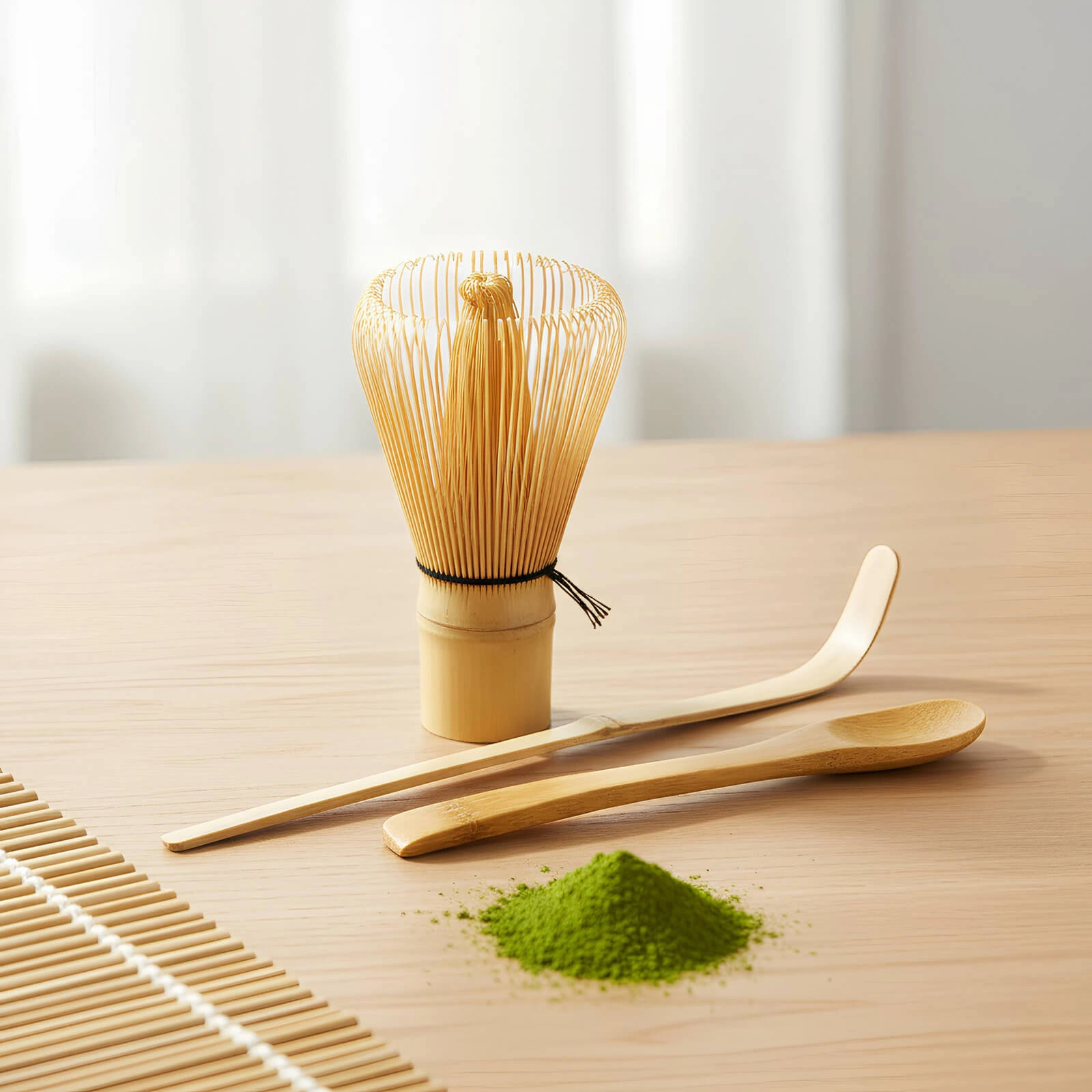 Bambuinen matcha-tarvikesetti – chasen ja chashaku