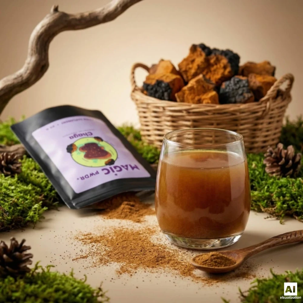 Magic Pwdr Chaga, 10:1-suhteinen hedelmäkappaleuute jauheena.
