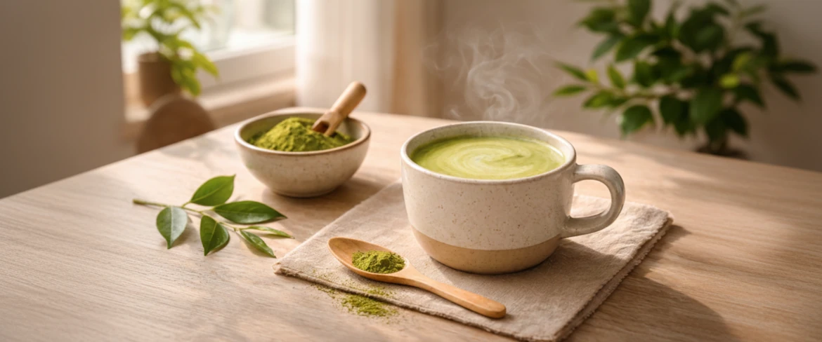 Matcha latte – mikä se on? Vihreää matcha-teetä maidon kera, tarjoillaan kupissa