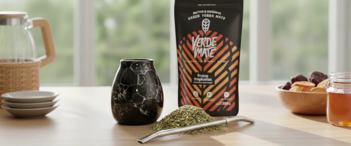 Yerba mate -aloituspaketti: yerba mate -kuppi, bombilla ja yerba mate -pakkaus