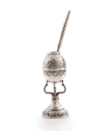 Yerba mate -setti: hopeinen bombilla ja mate-kuppi