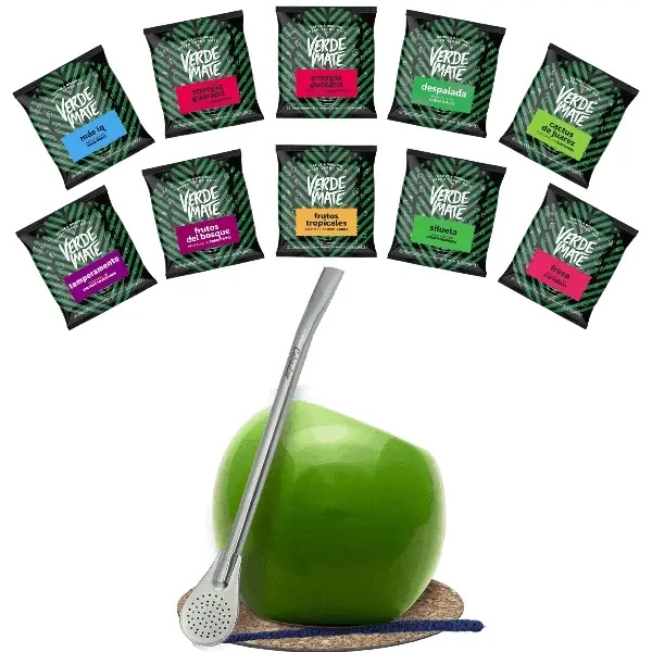 Setti Yerba Mate Vihreä 500g Gourd Bombilla 10x50g