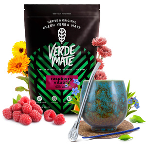 Yerba Mate set Verde Mate Vadelma 500g Calabash + Bombilla