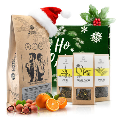 Coffee Broastery -kahvia ja Mary Rose teetä sisältävä lahjasetti.