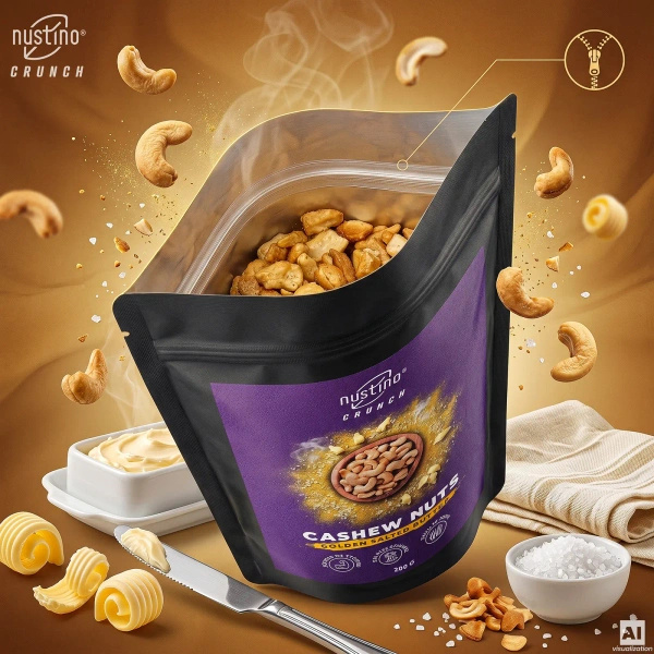 Nustino Crunch – Paahdetut cashewpähkinät – Golden Salted Butter 200 g