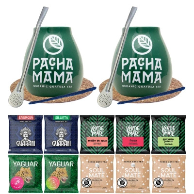 Kahden hengen setti mate-teetä Gourd Bombilla 10x50