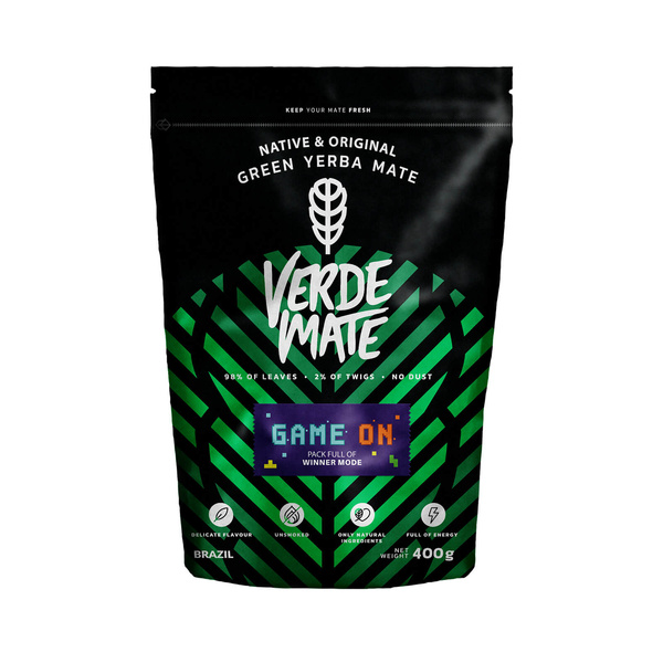 Verde Mate Green Game On 0,4 kg – yerba mate pelaajille, energiajutun maulla