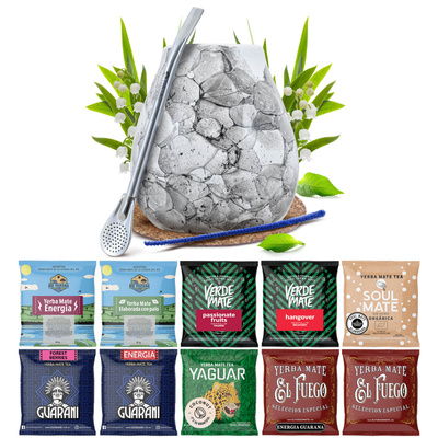 Yerba Mate 10x50g 500g näytesetti + tarvikkeet