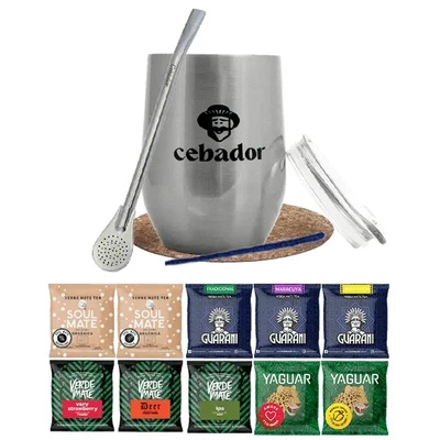 Yerba Mate -Setti: näytteet 10x50g + TermoLid + Bombilla
