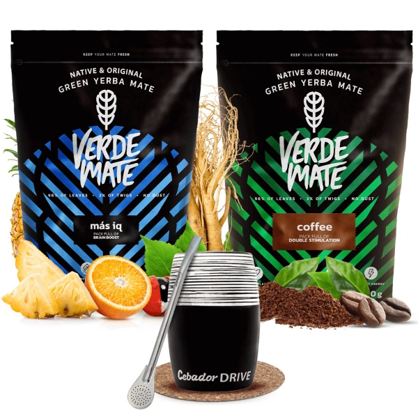 Yerba mate-setti Verde Mate-kalabassi Drive bombillaa varten