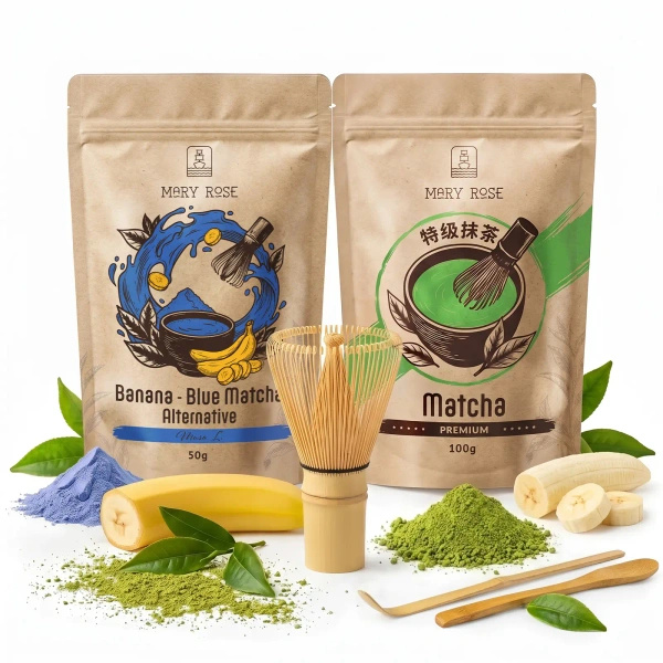Setti värikkääseen Matcha Latteen: Matcha + Blue Matcha + tarvikkeet