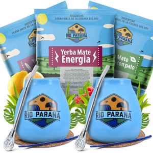 Yerba Mate Rio Parana setti KAHDELLE Calabash Bombilla
