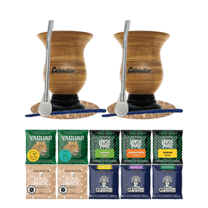 Yerba Mate Set 10x50g 2x Calabash + 2x Bombilla