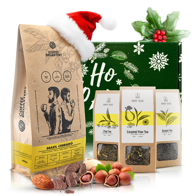 Coffee Broastery -kahvia ja Mary Rose teetä sisältävä lahjasetti.