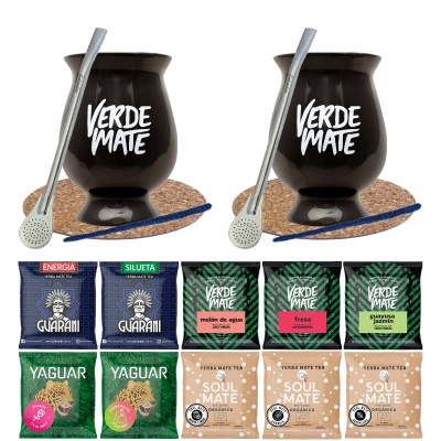 Setti Bombilla Gourd kahdelle mate teetä 10x50g