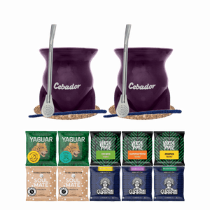 Yerba Mate Set 10x50g 2x Calabash + 2x Bombilla