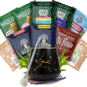 Yerba Mate -setti: näytteet 10x50g + 2× Kalebassi + 2× Bombilla