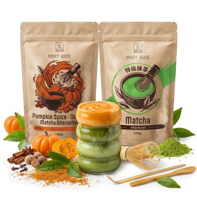 Setti värikkääseen Matcha Latteen: Matcha + Orange Matcha + tarvikkeet