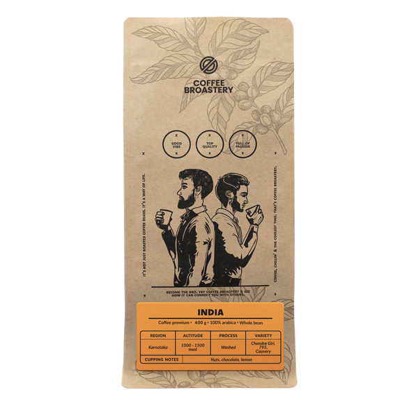 Bro Coffee Roastery - Koko papu kahvi Intia Karnataka Premium 400g