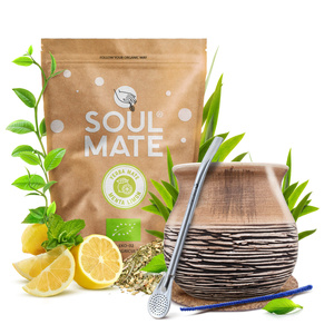 Yerba Mate Set Soul Mate Organica Menta Limon 500g 0,5kg Calabash + Bombilla
