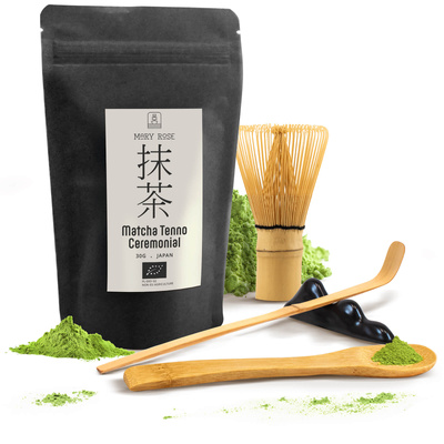 Seremoniallinen setti matcha-teen valmistukseen: japanilainen luomu matcha 30g + tarvikkeet