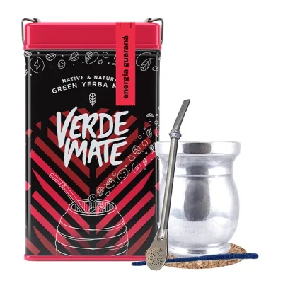 Set Yerbera Verde Mate Energia Guarana 0.5kg Palo Santo Palo Santo