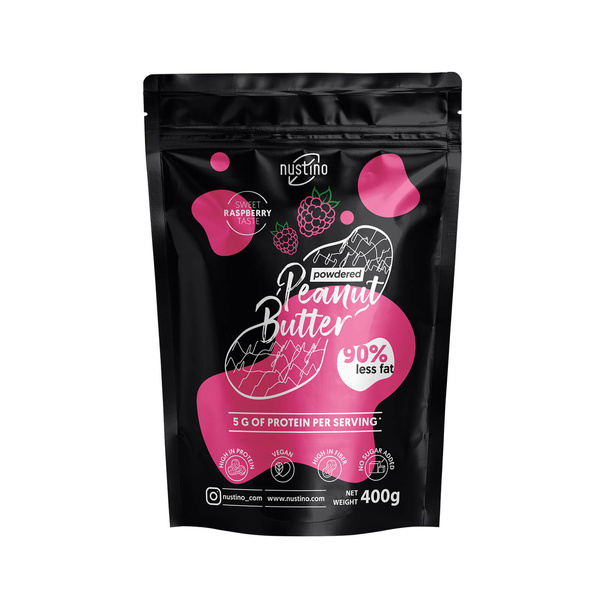 Nustino - Maapähkinävoijauhe - Vadelma (ilman lisättyä sokeria) 400g