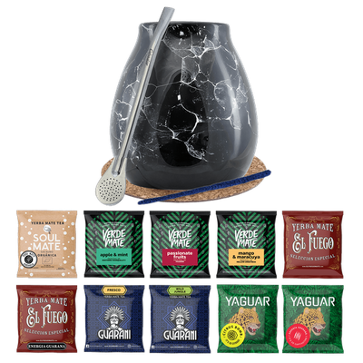 Yerba Mate setti 10x50g Calabash Marmol Bombilla
