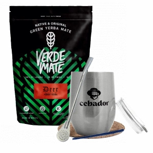 Yerba Mate -Setti: Verde Mate Deer 500g + TermoLid + Bombilla