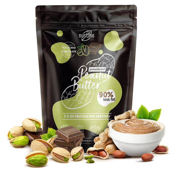 Nustino – Maapähkinävoi jauheena – Pistachio & Chocolate (ei lisättyä sokeria) 400 g