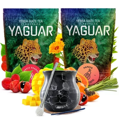 Yerba mate setti Yaguar keraaminen calabash bombillaa varten
