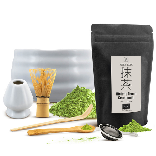 Seremoniallinen setti matcha-teen valmistukseen: japanilainen luomu matcha 30g + tarvikkeet
