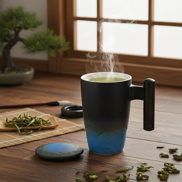 Keraaminen kuppi kannella ja infuusorilla Mystea 300ml