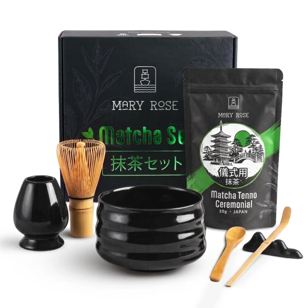 Lahjasetti: japanilainen seremonialaatuinen matcha + matchawan + bambutarvikkeet