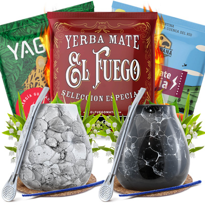 Yerba Mate Energia Set KAHDELLE Calabash Bombilla
