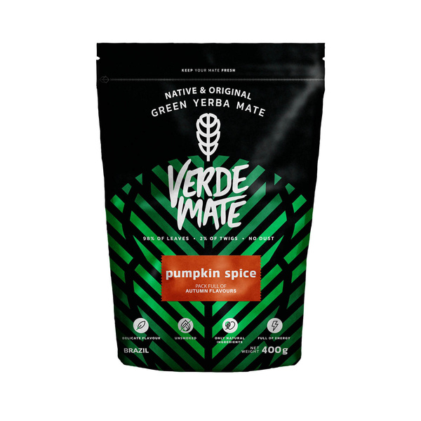 Aloituspakkaus Yerba Mate Verde Mate Pumpkin Spice 400 g + Kurpitsakuppi Caldero Padan Muotoinen