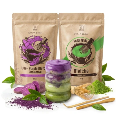 Setti värikkääseen Matcha Latteen: Matcha + Purple Matcha + tarvikkeet