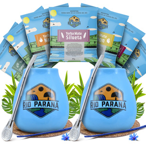 Yerba Mate Rio Parana setti KAHDELLE Calabash Bombilla
