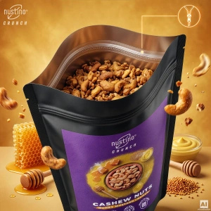 Nustino Crunch – Paahdetut cashewpähkinät – Honey Mustard Crunch 100 g