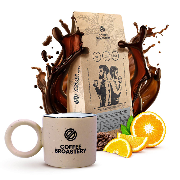 Bro Coffee Roastery -setti: Amico dall'Italia Espresso Roast -kahvi + muki