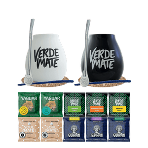 Yerba Mate Set 10x50g 2x Calabash + 2x Bombilla