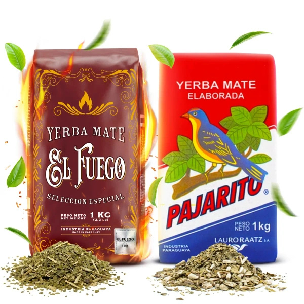 Yerba Mate Elaborada -setti: El Fuego 1kg + Pajarito 1kg