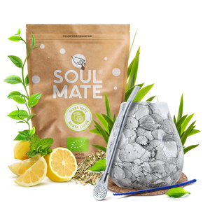 Yerba Mate Set Soul Mate Organica Menta Limon 500g 0,5kg Calabash + Bombilla