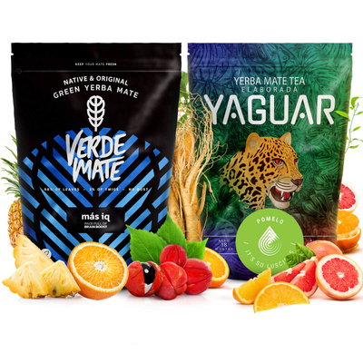 Yerba Mate Set: Mate + Yaguar 2x500g 1kg: Verde Mate + Yaguar 2x500g 1kg