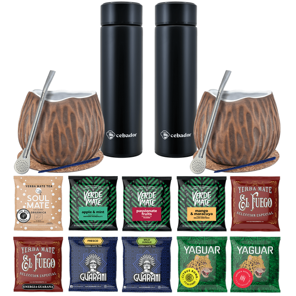 Yerba Mate Thermos Bombilla setti kahdelle 500g
