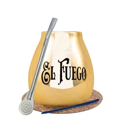 Yerba Mate BIG kultainen calabash bombilla El Fuego