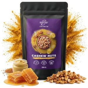 Nustino Crunch – Paahdetut cashewpähkinät – Honey Mustard Crunch 200 g