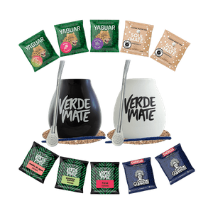 Yerba Mate Set 10x50g 2x Calabash + 2x Bombilla