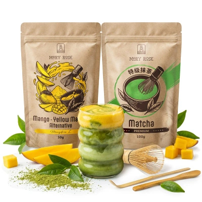 Setti värikkääseen Matcha Latteen: Matcha + Yellow Matcha + tarvikkeet