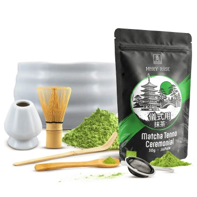 Seremoniallinen setti matcha-teen valmistukseen: japanilainen luomu matcha 30g + tarvikkeet